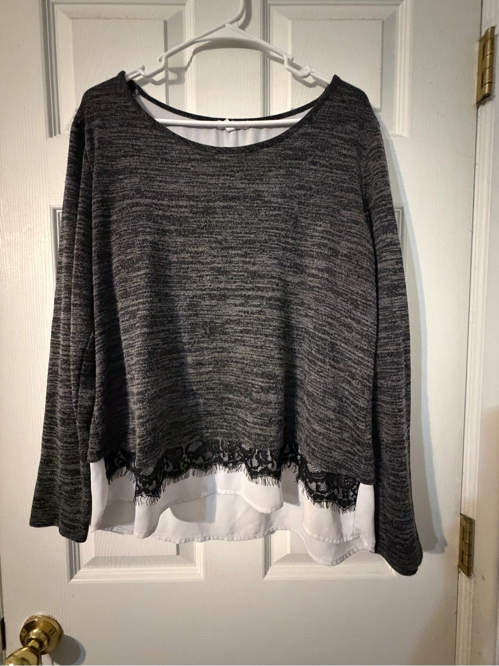 Women’s Maurice’s Gray layered Tunic Sweater Top long Sleeve Size Large